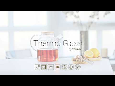 Wilmax Thermo Glass Teapot | 52 oz | Borosilicate Glass | Stainless Steel Infuser | Stovetop Safe