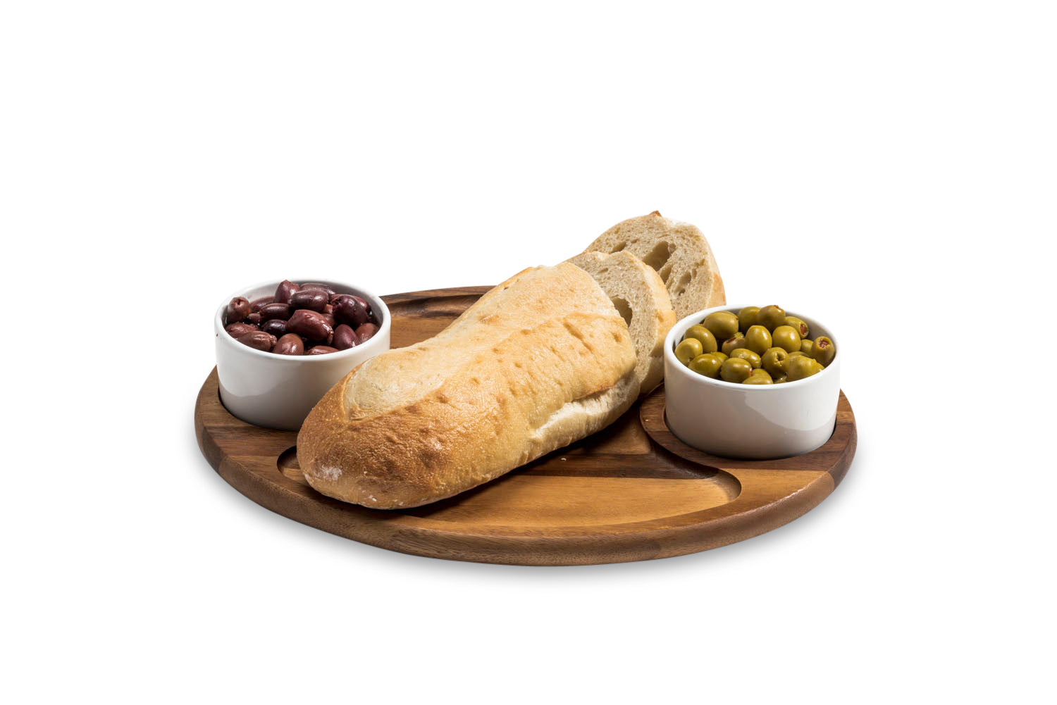 Acacia Wood Charcuterie Board with 2 Lidded Ceramic Dishes | 15" x 12" | Kalmar Home