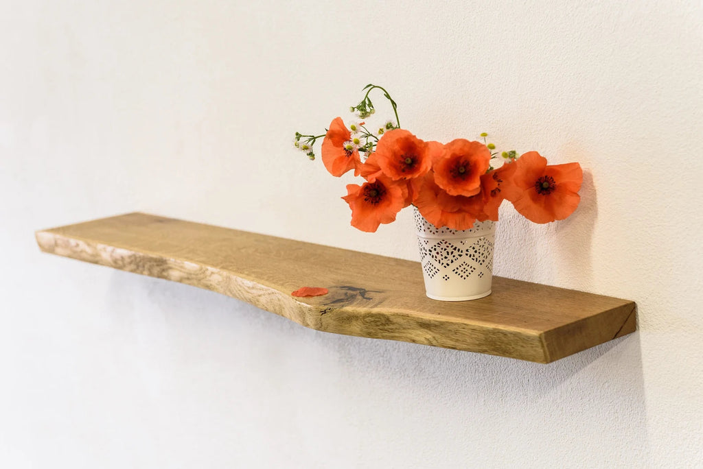 SahajHast Live Edge Wall Shelves with Integrated LED Lighting – Rustic