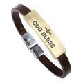 Handcrafted Christian "God Bless" Leather Bracelet — Magnetic Clasp | Made in Africa
