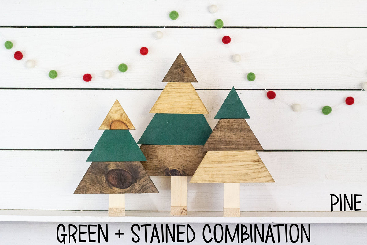 Set of 3 Rustic Christmas Trees