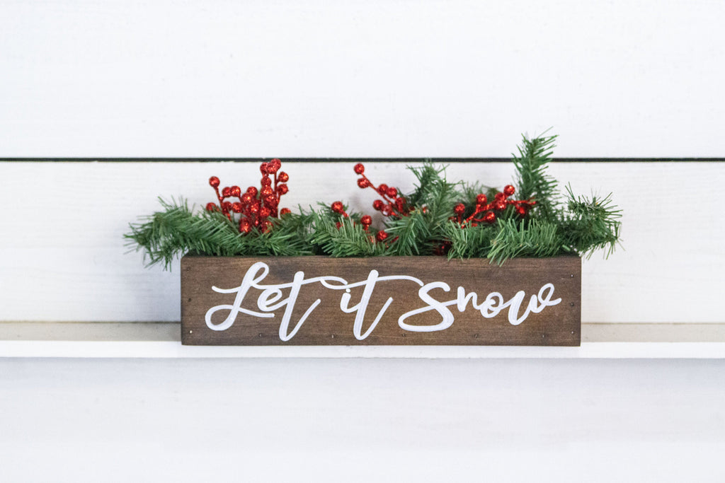 Merry + Bright Christmas Centerpiece, Wood Box