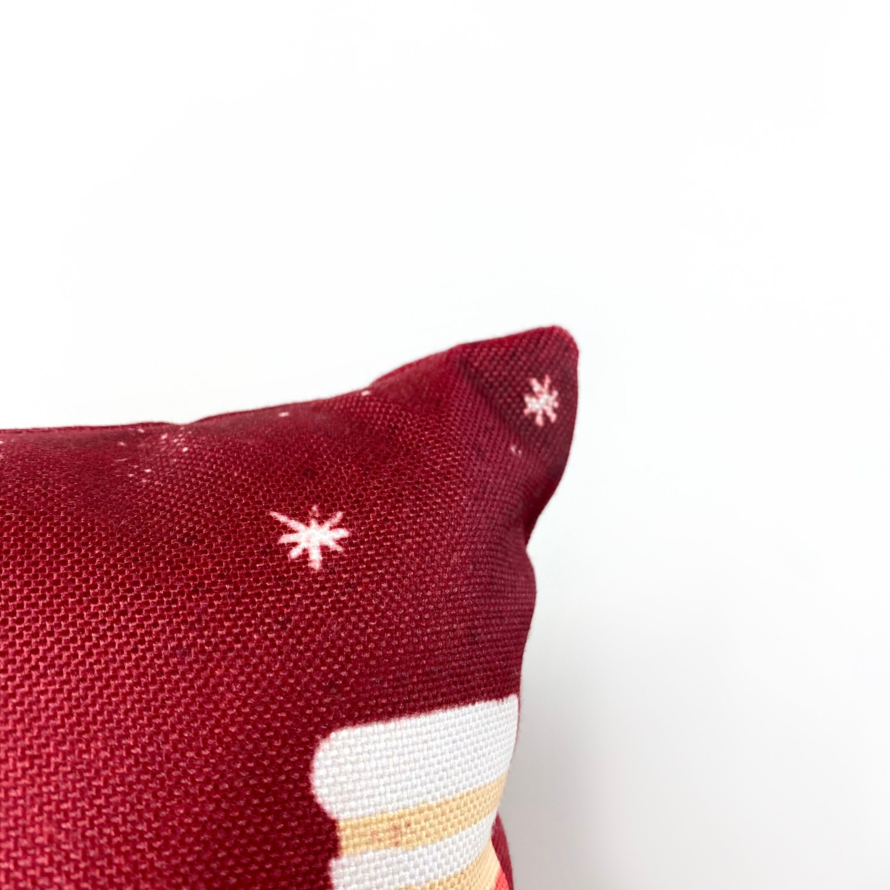 Nordic Christmas Stockings Throw Pillow Cover — 18x12 Rustic Holiday Decor