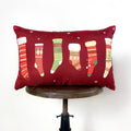 Nordic Christmas Stockings Throw Pillow Cover — 18x12 Rustic Holiday Decor