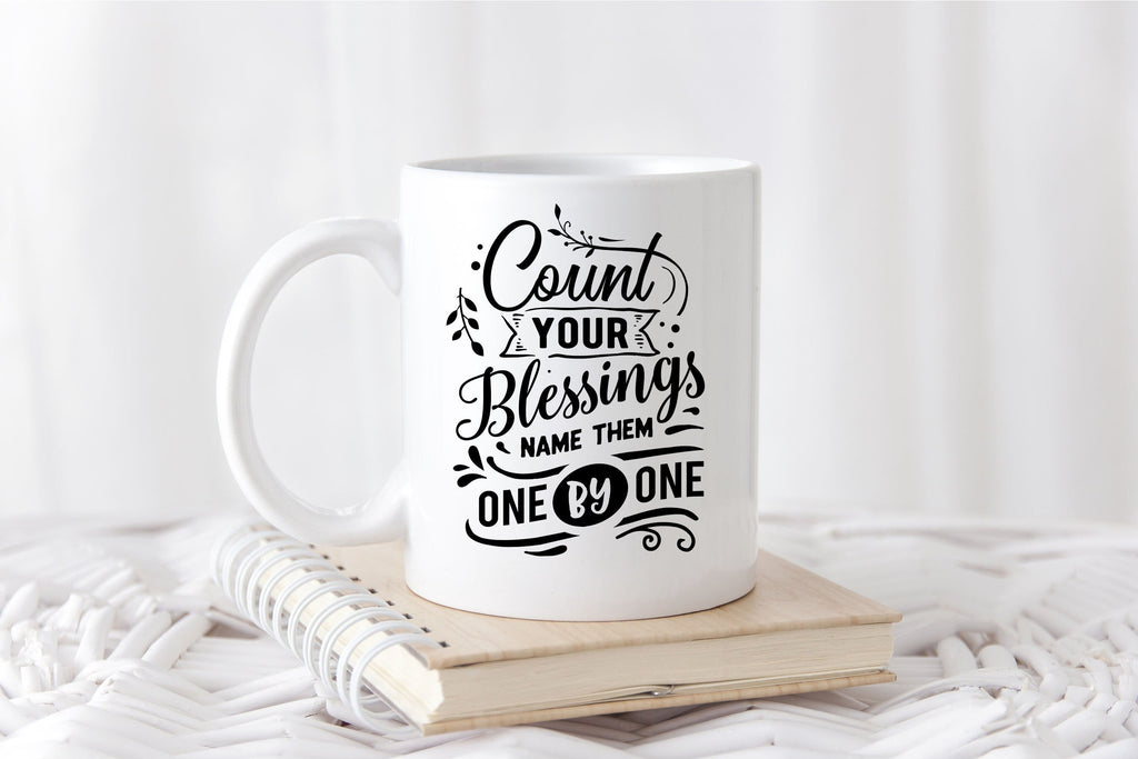 THANKSGIVING MUG, Count Your Blessing One By One Mug, Autumn Decor,