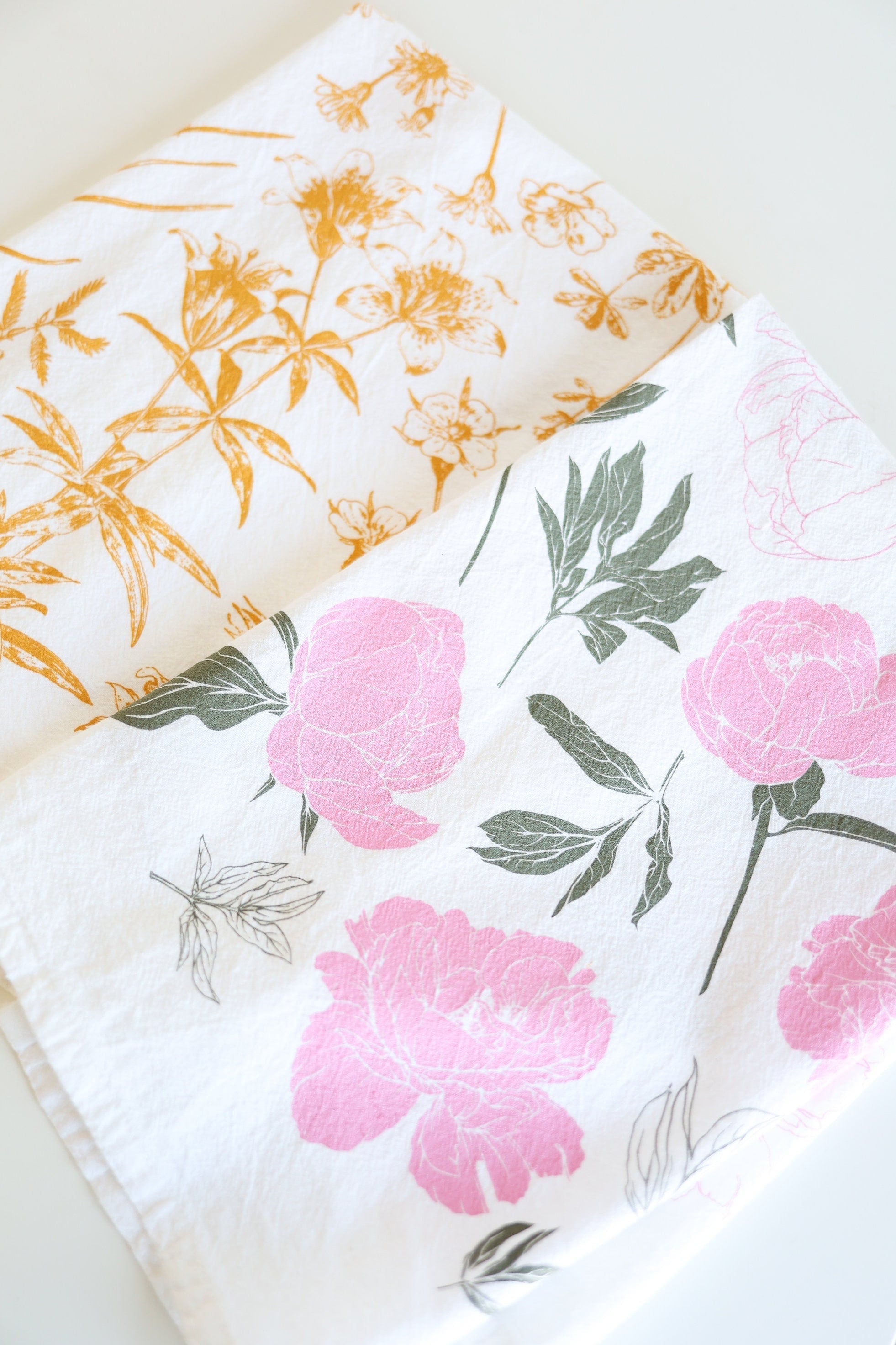 Peony Tea Towel | Soft Watercolor Art | 98% Cotton | Made in USA | Fair-Trade | Highland Ridge Decor