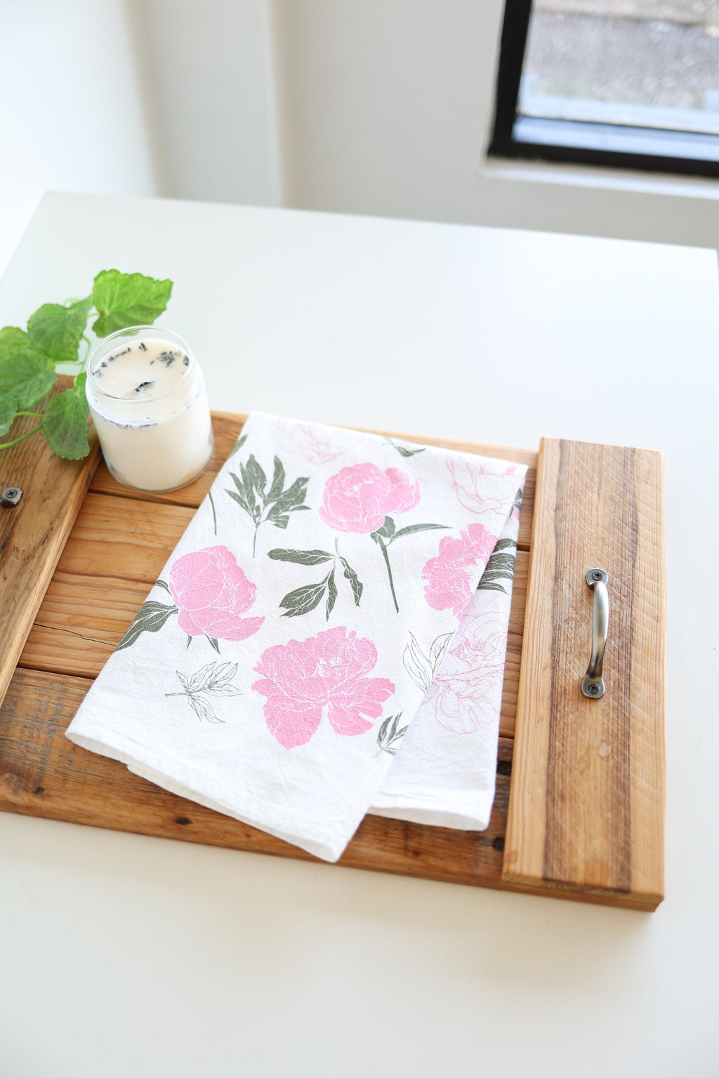 Peony Tea Towel | Soft Watercolor Art | 98% Cotton | Made in USA | Fair-Trade | Highland Ridge Decor