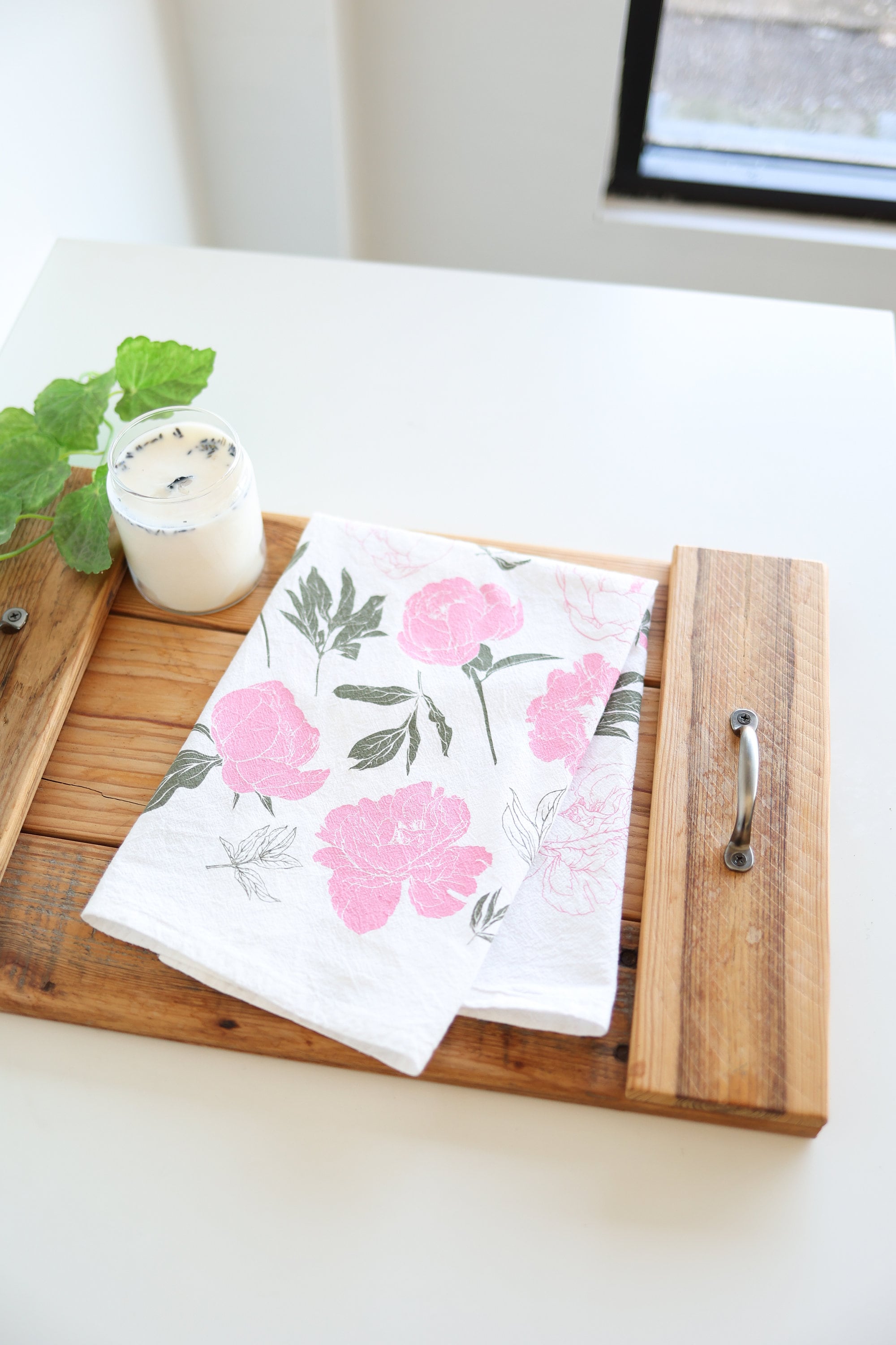 Peony Tea Towel | Soft Watercolor Art | 98% Cotton | Made in USA | Fair-Trade | Highland Ridge Decor