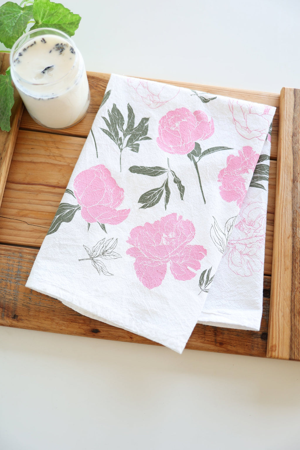 Peony Tea Towel | Soft Watercolor Art | 98% Cotton | Made in USA | Fair-Trade | Highland Ridge Decor