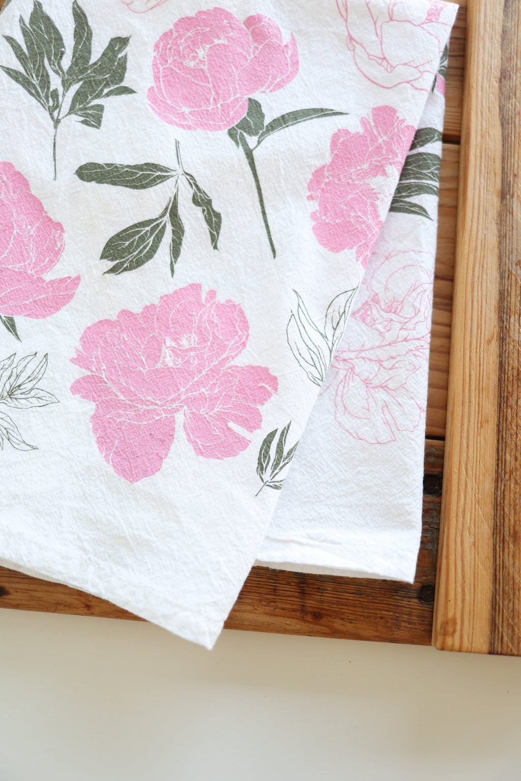 Peony Tea Towel | Soft Watercolor Art | 98% Cotton | Made in USA | Fair-Trade | Highland Ridge Decor