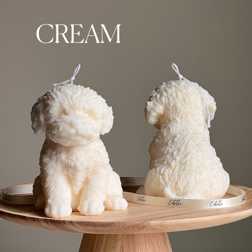Handmade Puppy Soy Wax Candle: Sculptural Home Decor Gift