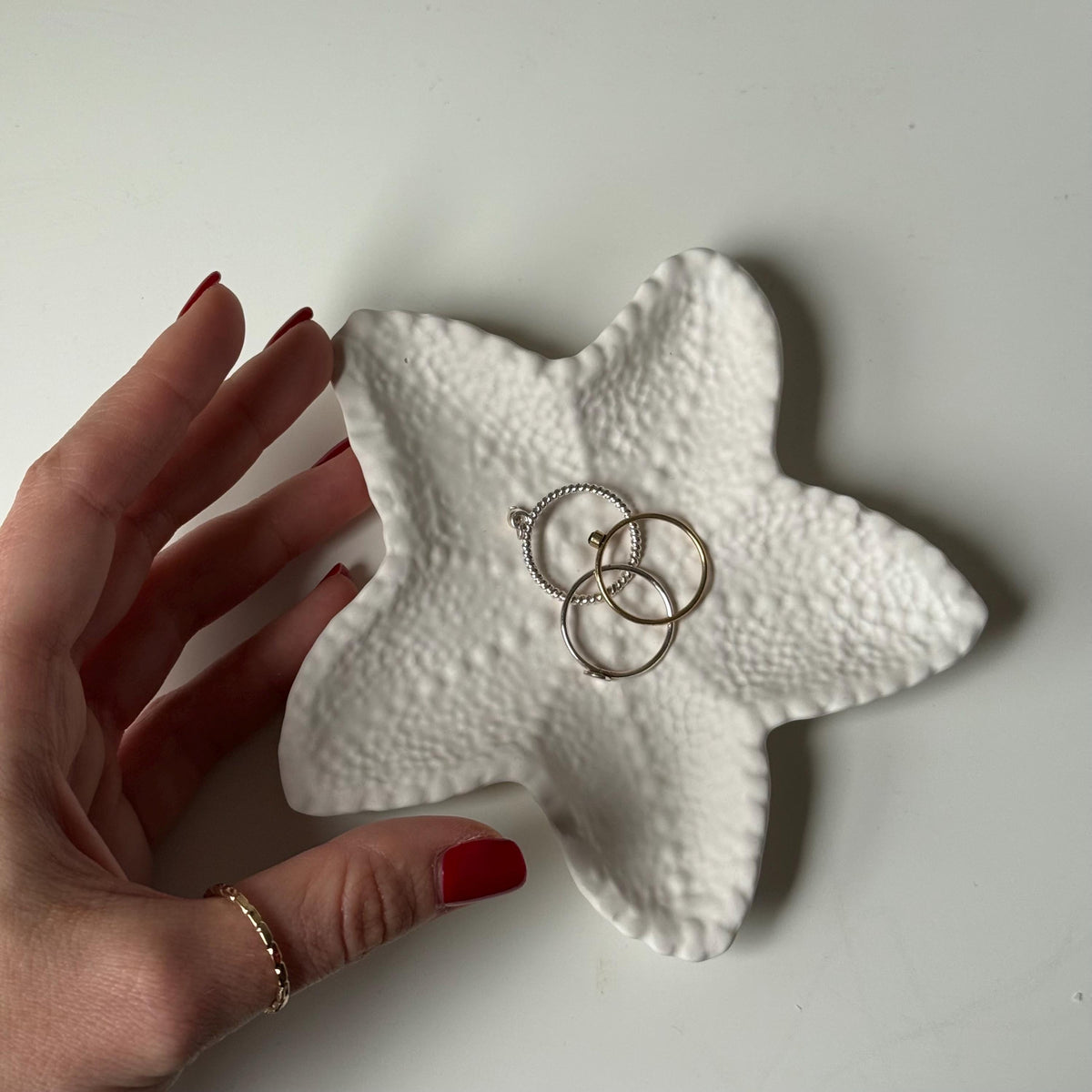 Starfish Jesmonite Jewelry Dish: Scandi Home Decor Tray