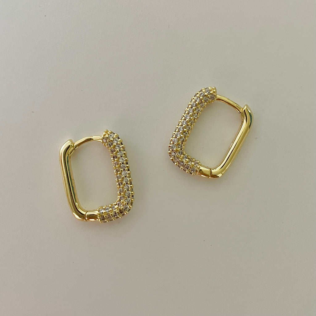Rectangle Zirconia Stud Earrings | 18K Gold Plated