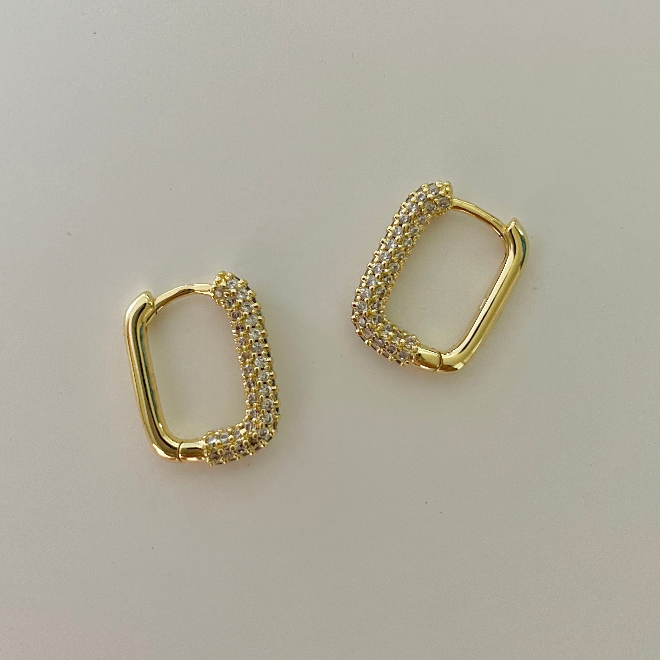 Rectangle Zirconia Stud Earrings | 18K Gold Plated
