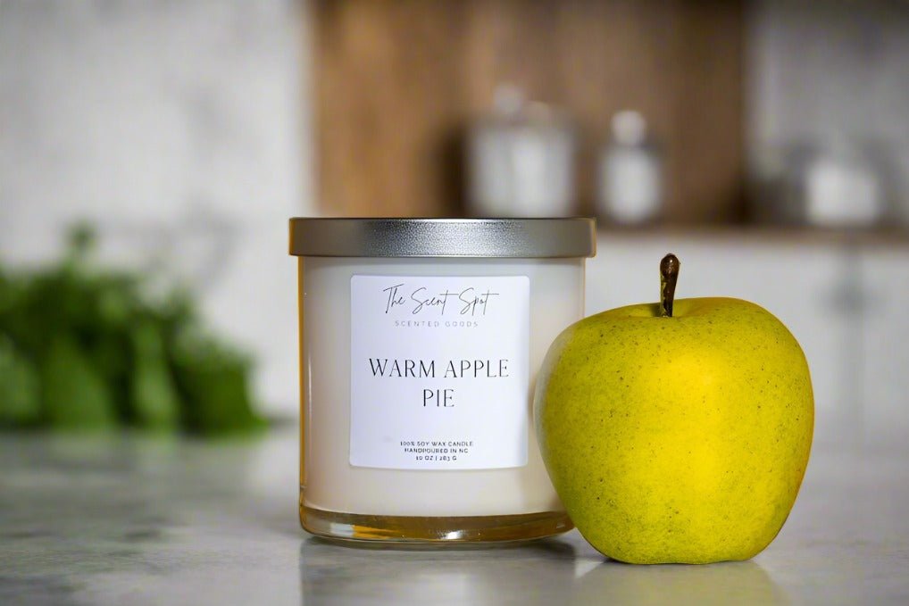 Warm Apple Pie Soy Wax Candle | 100% Soy | 4 oz & 10 oz | Fall Collection | Orange, Bourbon & Maple | The Scent Spot