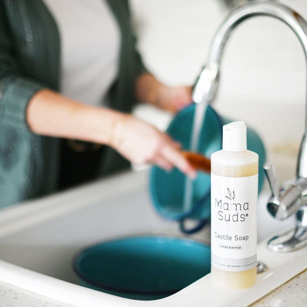 Castile Liquid Soap | 100% Pure Olive Oil | No Coconut | No Palm | Concentrated | 3 Scents | 16 fl oz & 1 Gallon | MamaSuds