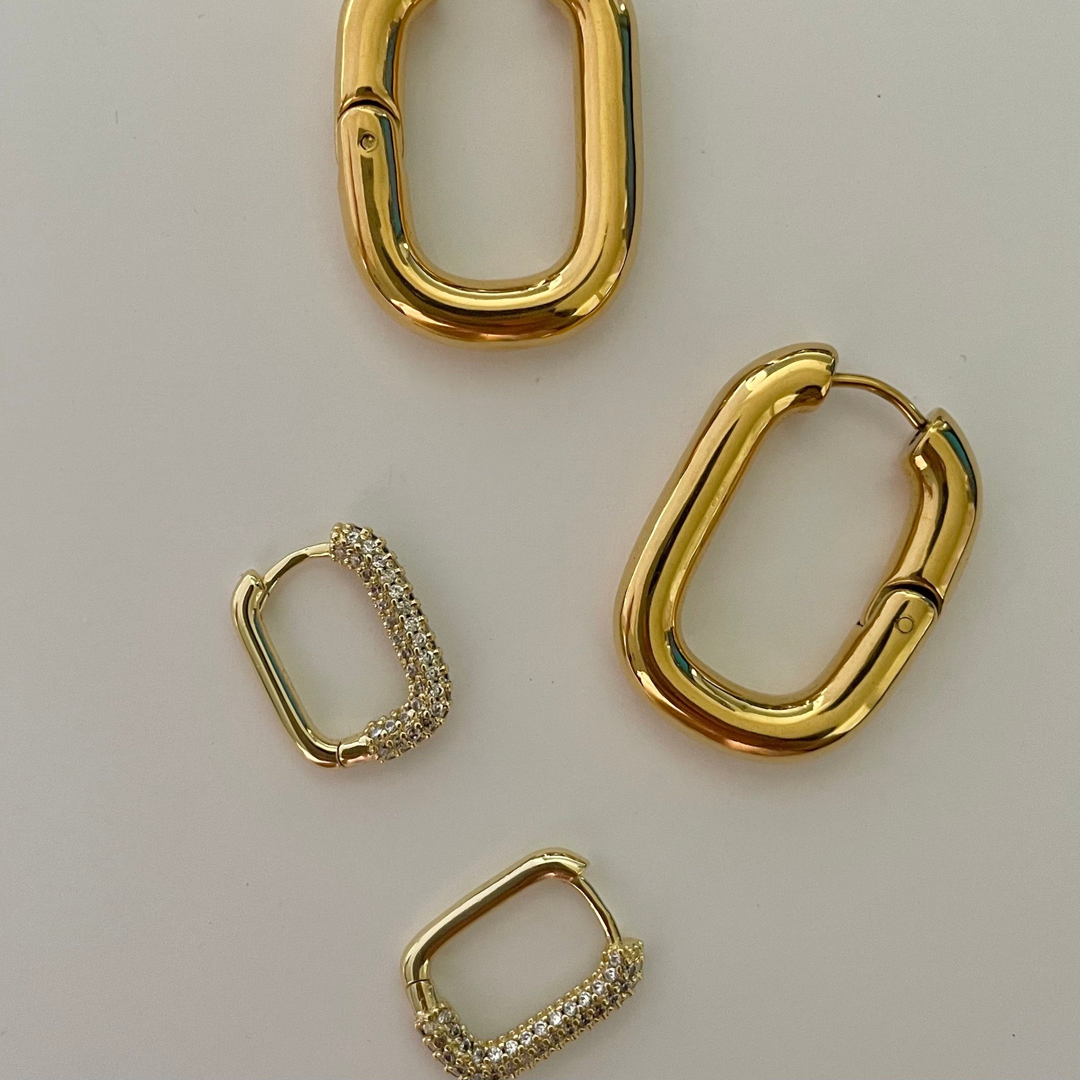 Rectangle Zirconia Stud Earrings | 18K Gold Plated