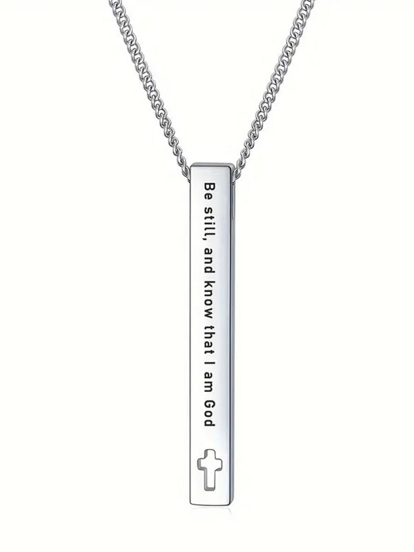 Christian INSPIRATION BAR PENDANT NECKLACE - BE STILL AND KNOW THAT I