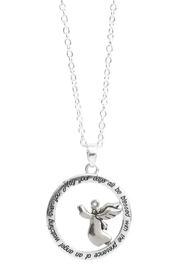 INSPIRATION MESSAGE ANGEL PENDANT NECKLACE - ANGEL BLESSING