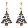 Christmas Jewelry Crystal Rhinestone Colorful Christmas Tree Earrings