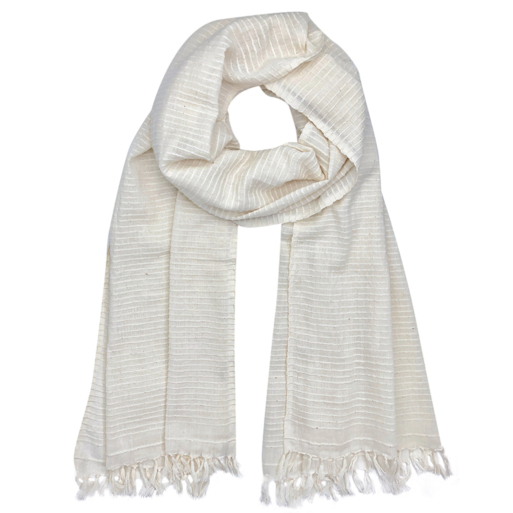 Ethiopian Stripe Wrap Scarf | 100% Handwoven Cotton | Hand-Knotted Fringe | SLATE + SALT