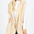 Hooded Faux Fur Fleece Cocoon Vest – Women’s Sherpa | Brown, Cream & Rust