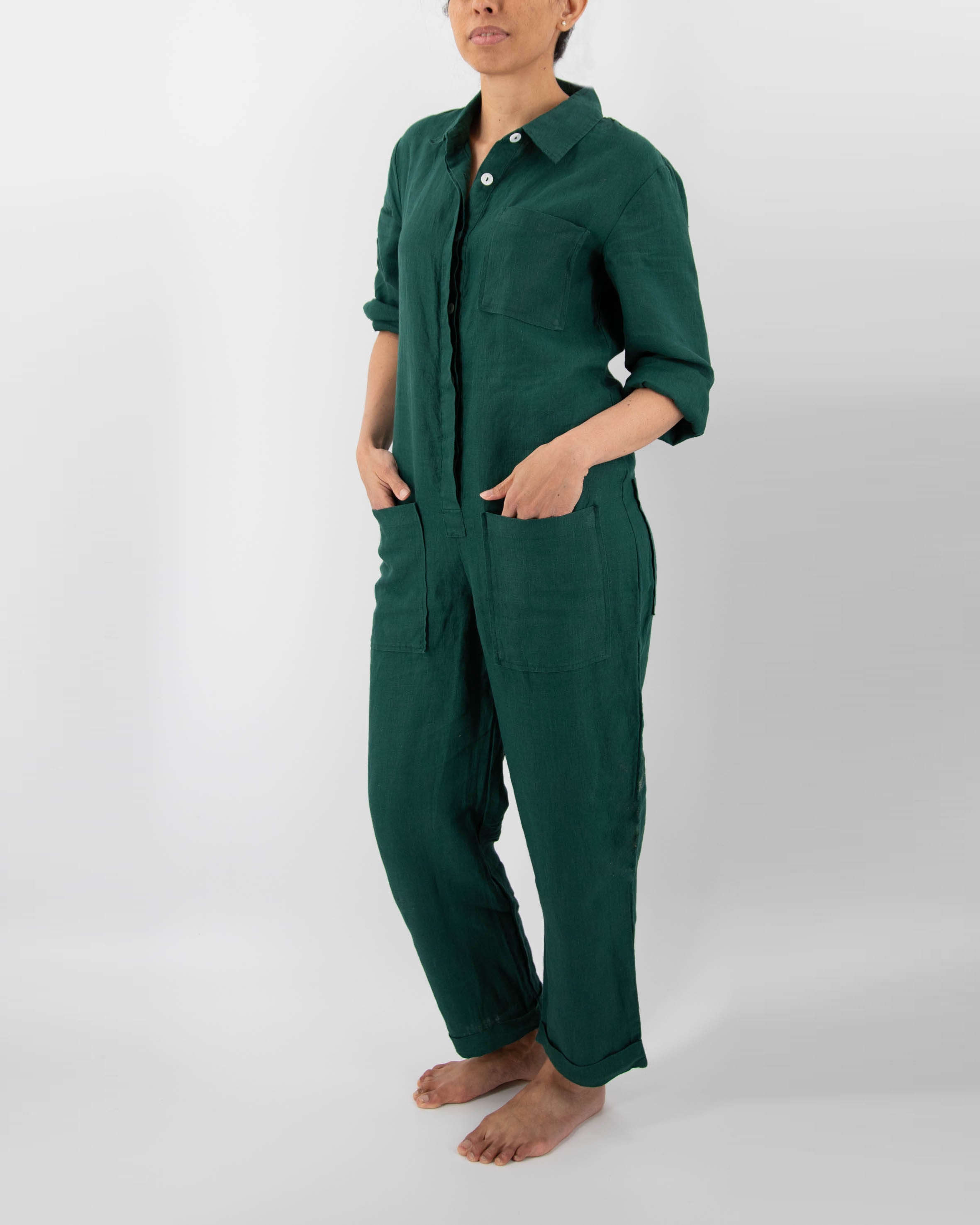 Isabelle 100% French Linen Jumpsuit | 5 Pockets | Roll-Up Sleeves | 11 Colors | XS-L | SUNDAY MORNING