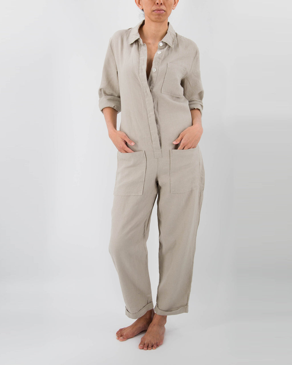 Isabelle 100% French Linen Jumpsuit | 5 Pockets | Roll-Up Sleeves | 11 Colors | XS-L | SUNDAY MORNING