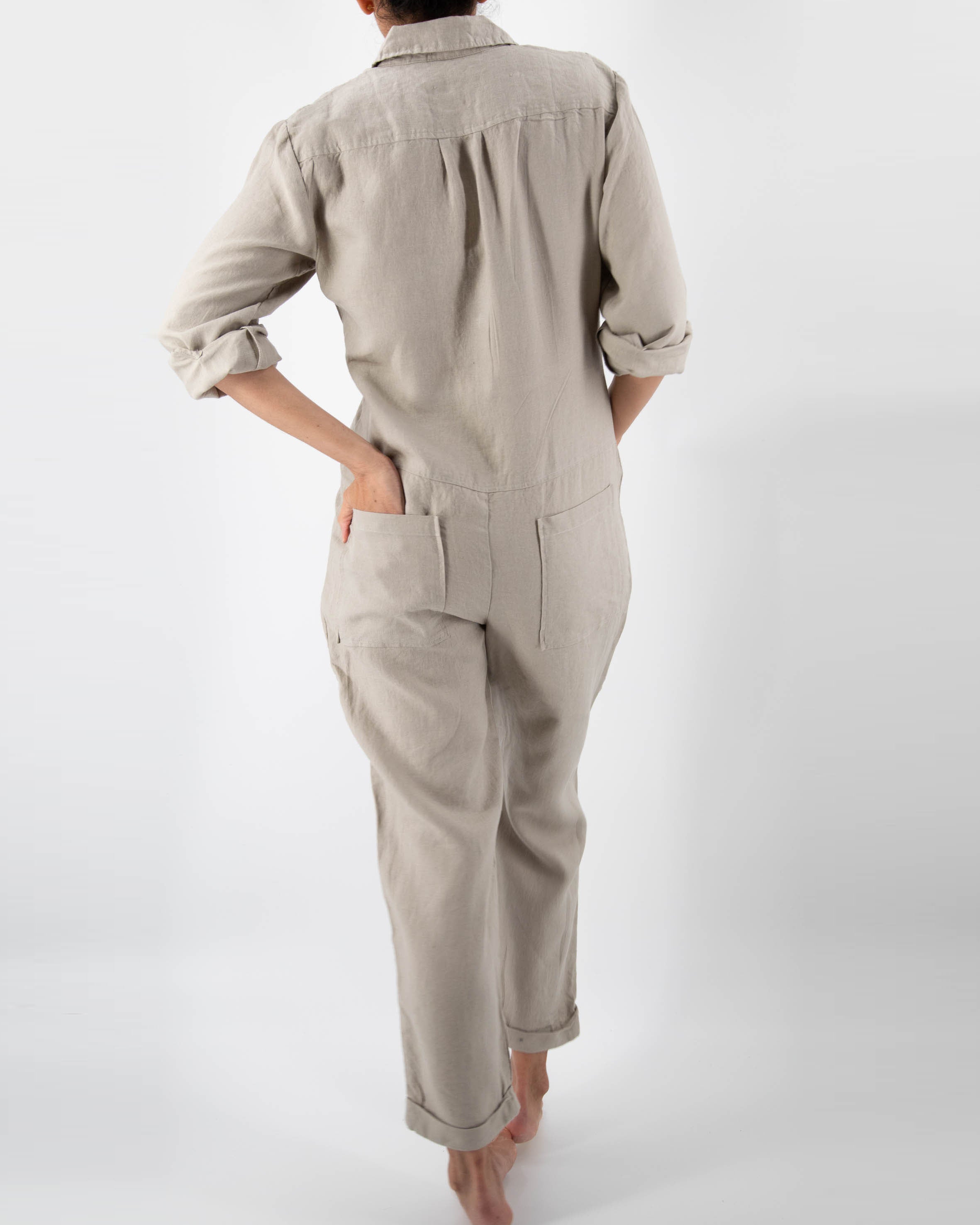 Isabelle 100% French Linen Jumpsuit | 5 Pockets | Roll-Up Sleeves | 11 Colors | XS-L | SUNDAY MORNING
