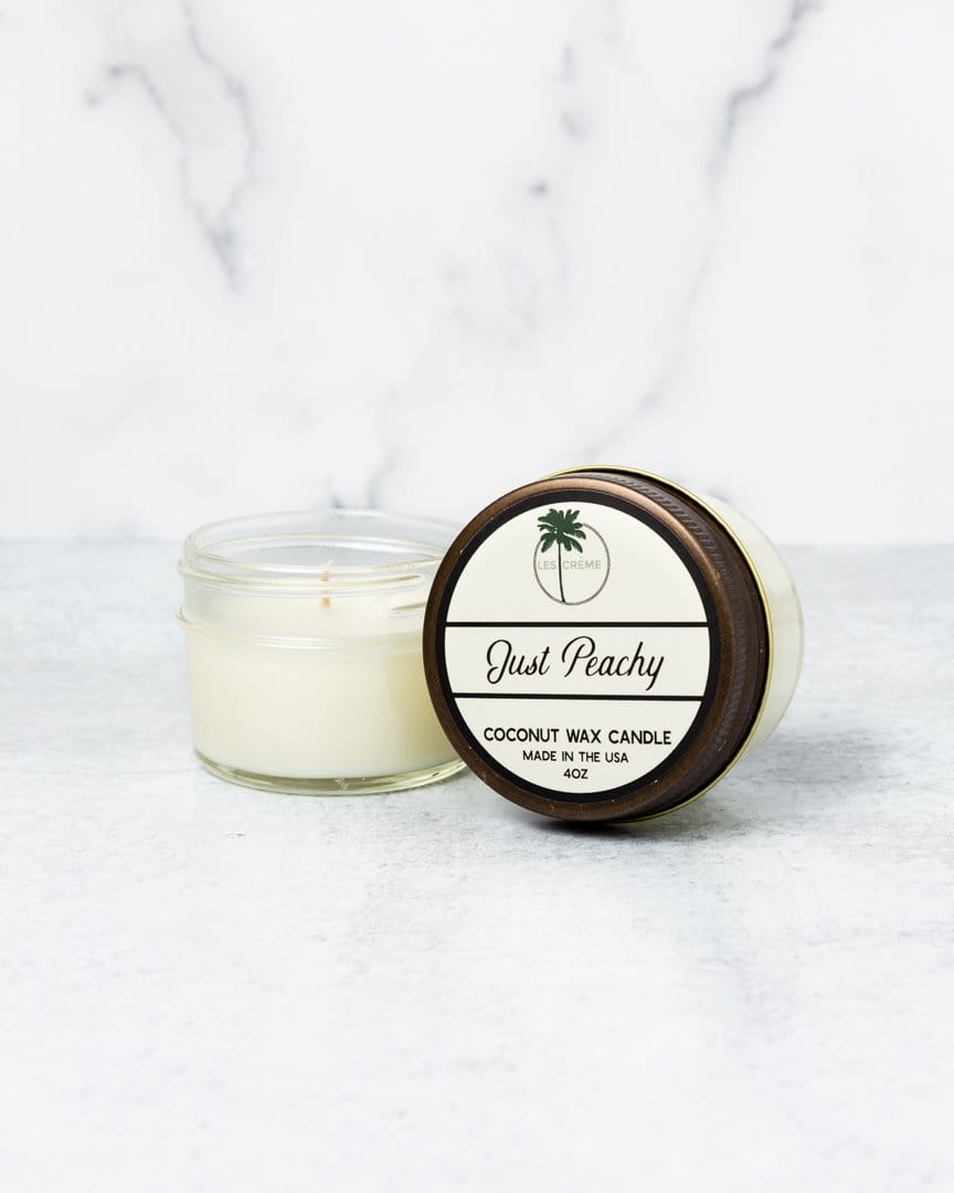 Just Peachy Coconut Wax Candle | Fresh Ripe Peach & Vanilla | 100% Botanical Coconut Wax | Toxin-Free | Les Crème