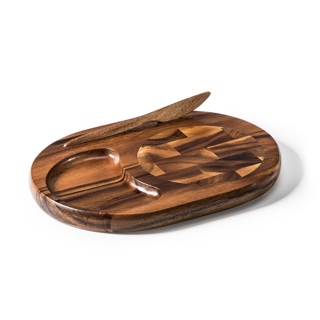 Bornholm Cheeseboard with Knife | End Grain Acacia Wood | 12" x 9" | Reversible | Kalmar Home