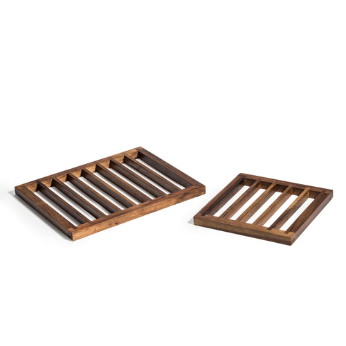 Acacia Wood Trivets | Set of 2 | Small 8"x8" & Medium 12.5"x10" | Heat & Water Protection | Distinctive Grain | Kalmar Home