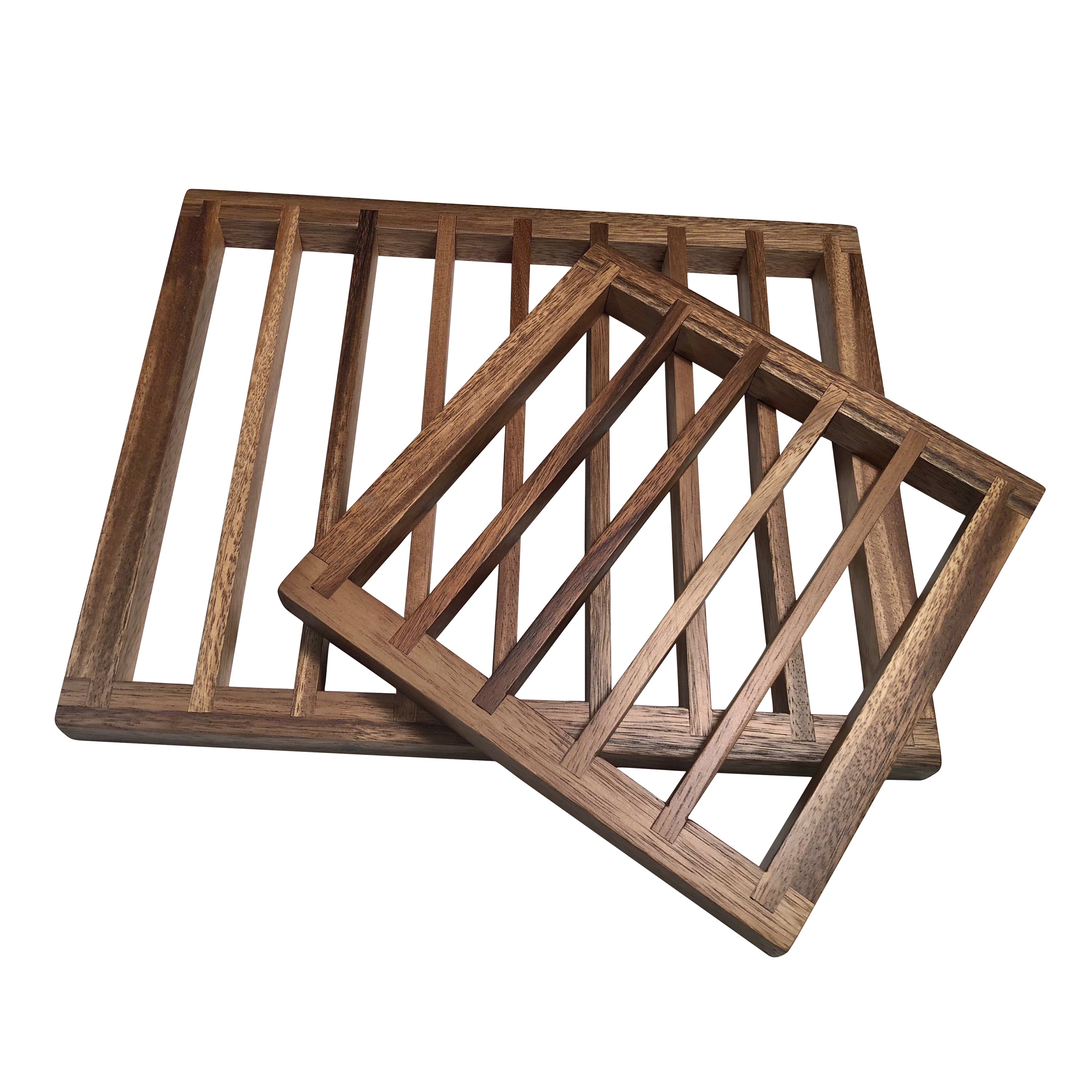 Acacia Wood Trivets | Set of 2 | Small 8"x8" & Medium 12.5"x10" | Heat & Water Protection | Distinctive Grain | Kalmar Home