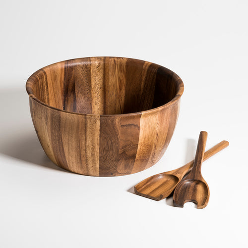 Acacia Wood Xtra Large Salad Bowl with Servers