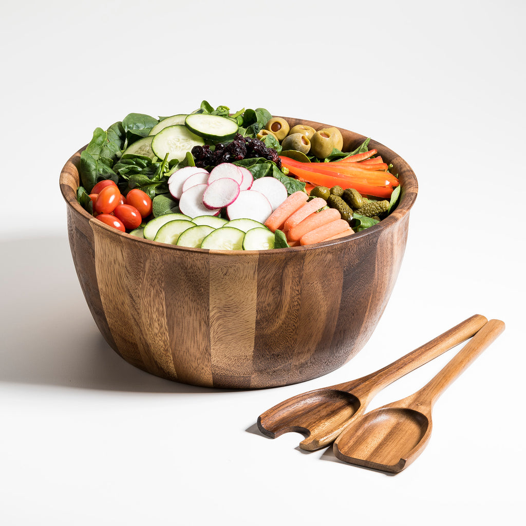 Acacia Wood Xtra Large Salad Bowl with Servers