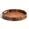 Acacia Wood Round Serving Tray | 15" | Distinctive Grain | Handcrafted | Kalmar Home