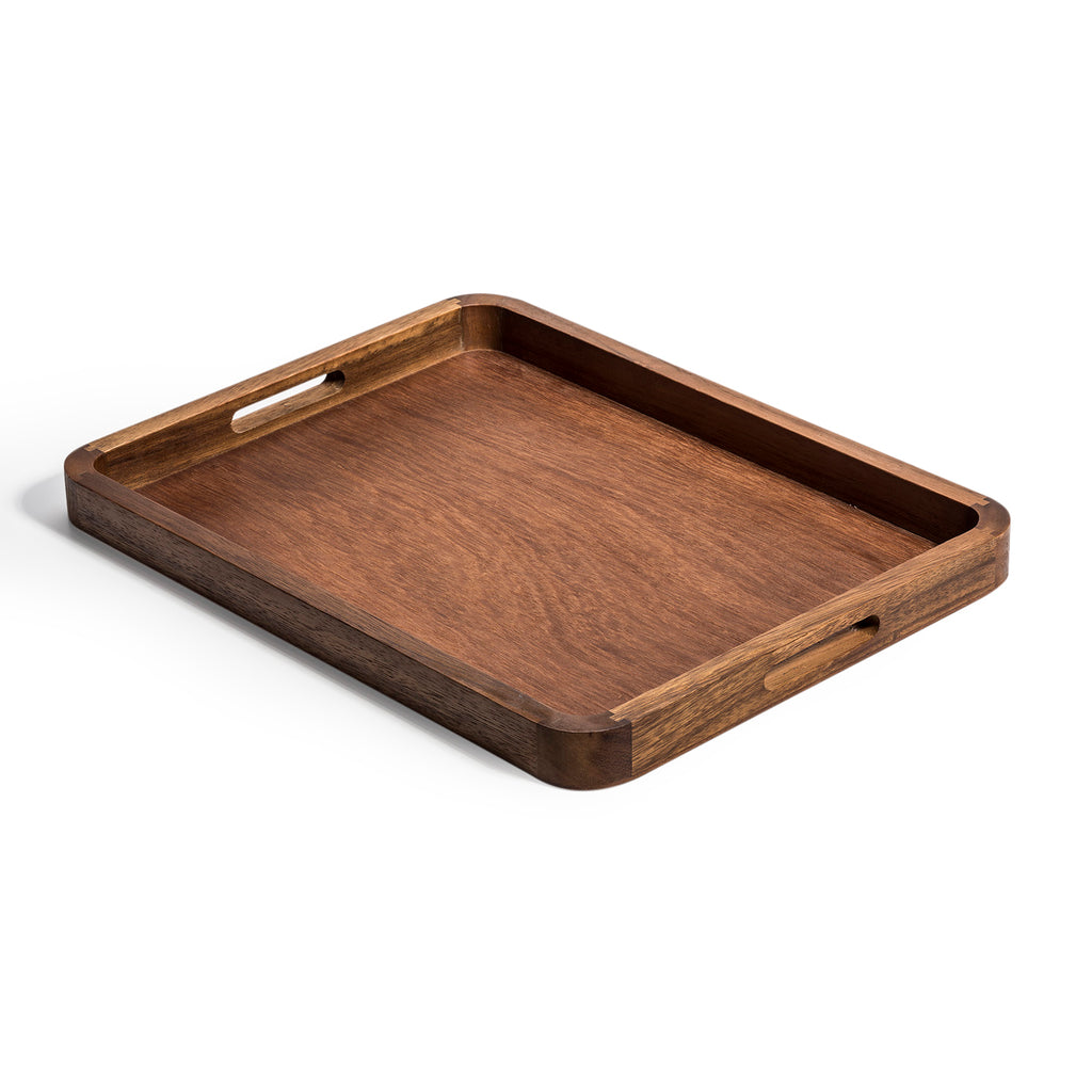 Aalborg, Denmark Acacia Wood Rectangle Serving Tray | 18" x 14" | Distinctive Grain | Kalmar Home