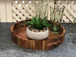Aalborg, Denmark Acacia Wood Round Serving Tray | 13" | Distinctive Grain | Handcrafted | Kalmar Home
