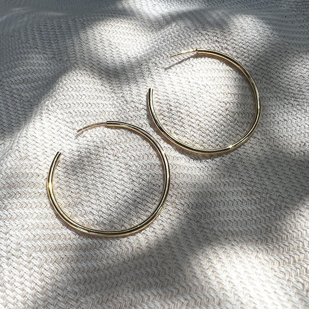 Classic Recycled Brass Hoop Earrings | 14K Gold Plated