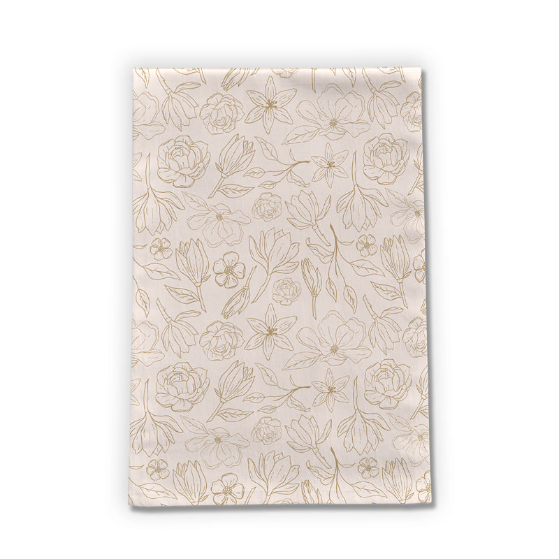 Gold Magnolia Tea Towel | Cotton Twill | Lauren Ullrich Art