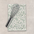Green Falling Leaves Tea Towel | Artist-Designed | 18x30" | Cotton Twill | Lauren Ullrich Art