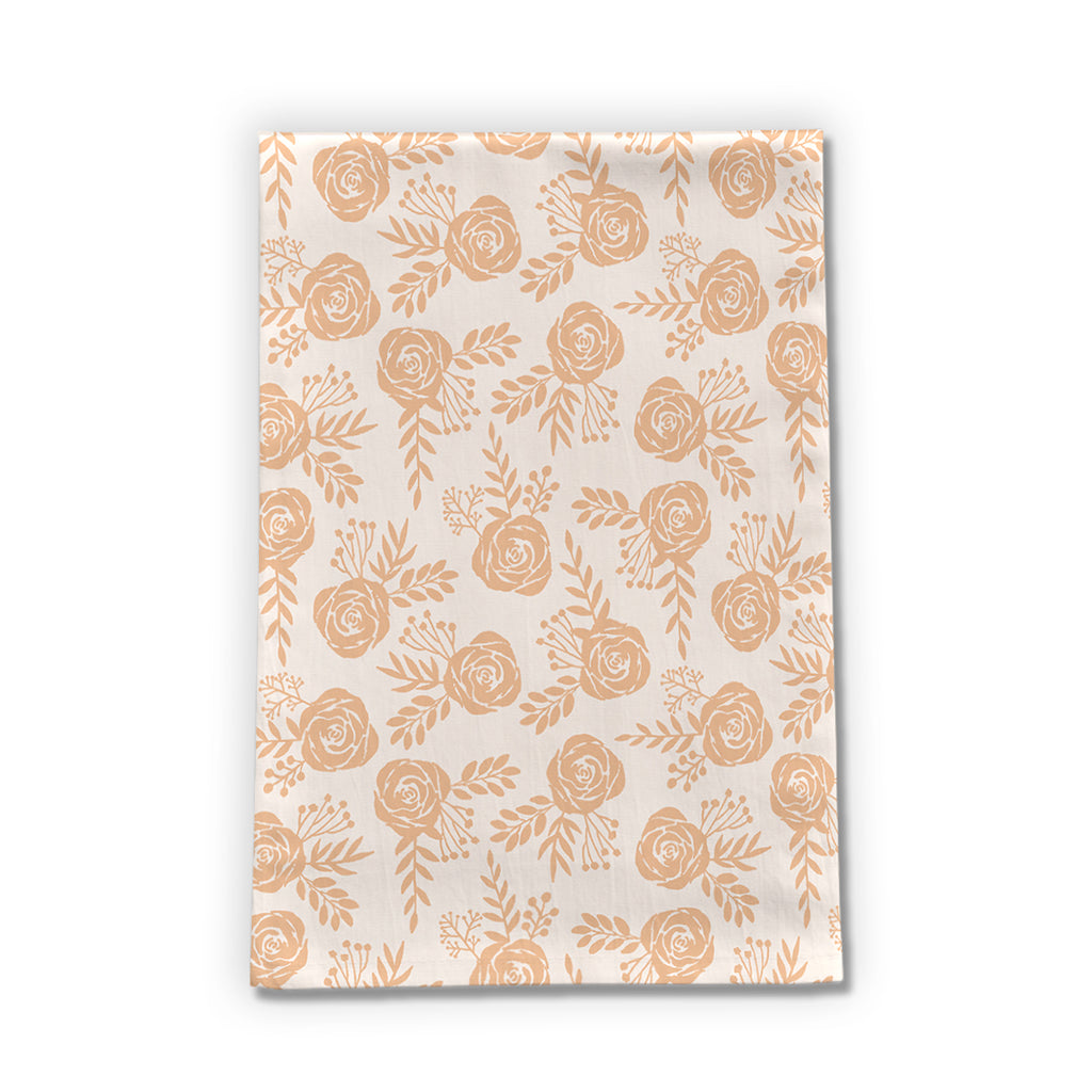 Orange Floral Tea Towel – Artisan Cotton Kitchen Towel