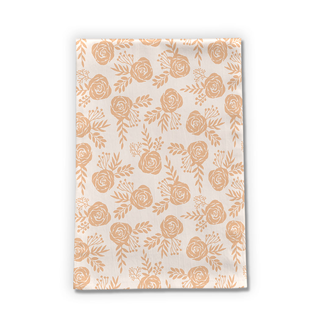 Orange Floral Tea Towel – Artisan Cotton Kitchen Towel