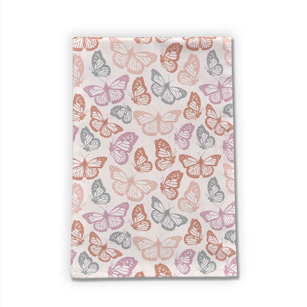Orange & Pink Butterfly Tea Towel | Lauren Ullrich Art | 18x30" Cotton Twill