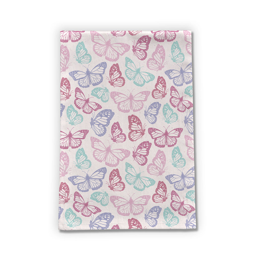 Pink Butterfly Tea Towel | Cotton Twill | 18"x30" | Machine Washable | Lauren Ullrich Art