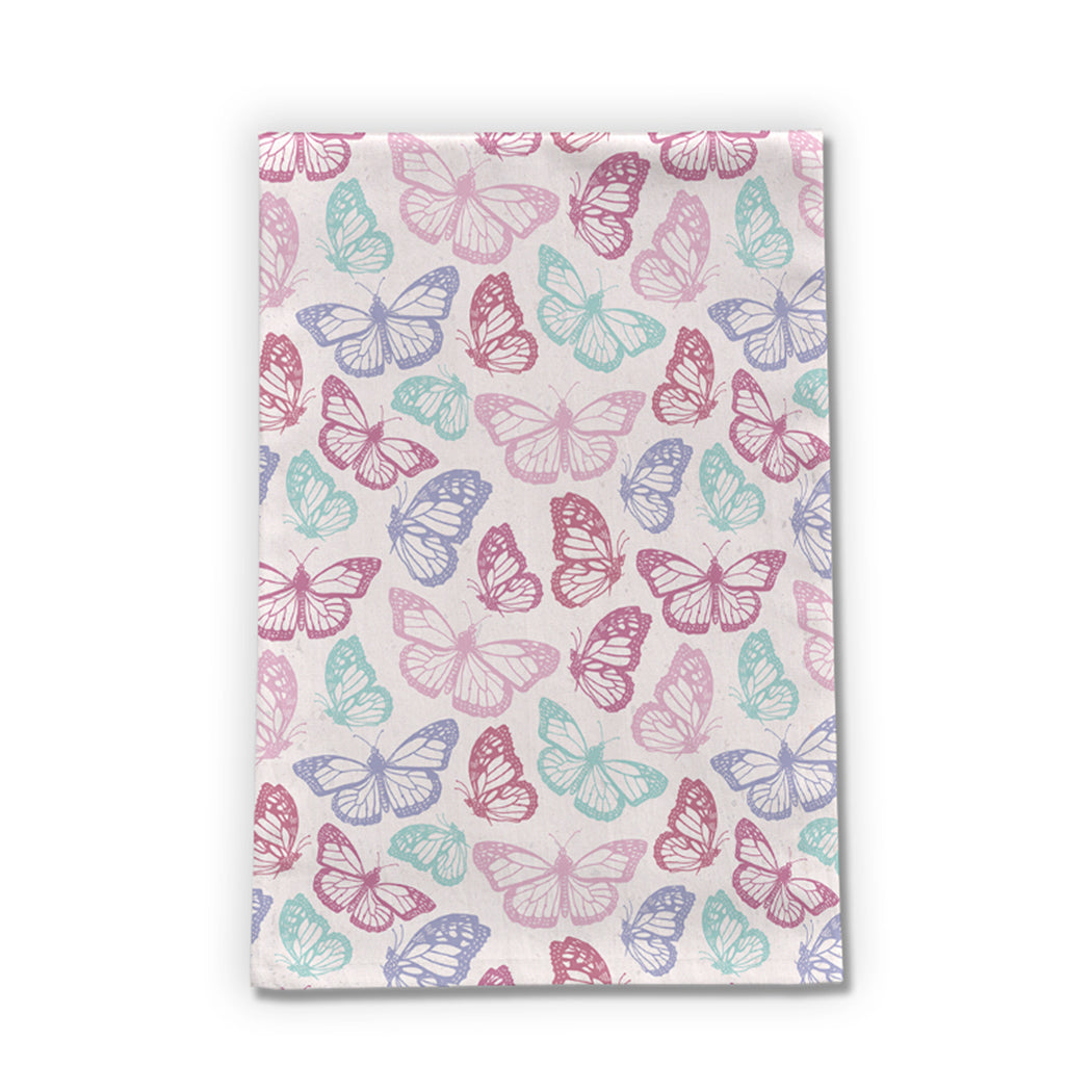 Pink Butterfly Tea Towel | Cotton Twill | 18"x30" | Machine Washable | Lauren Ullrich Art