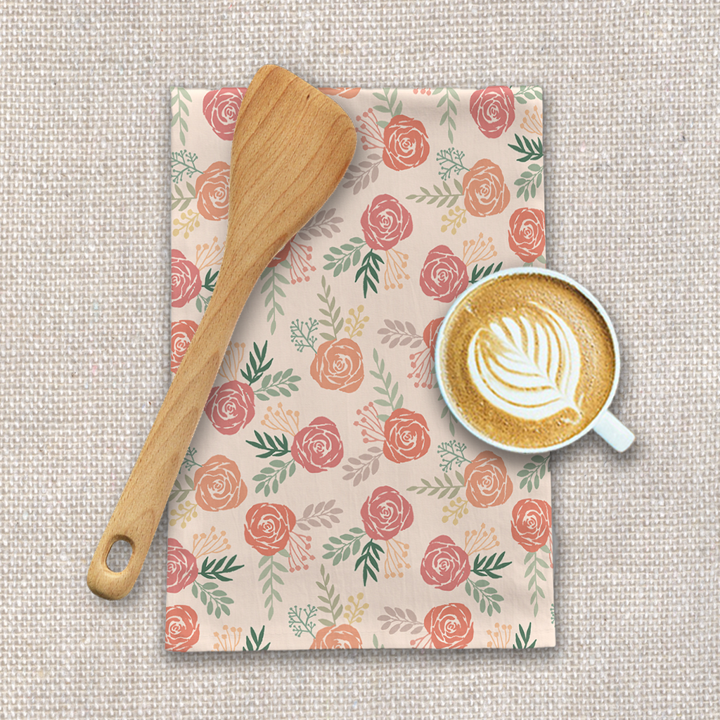 Warm Floral Tea Towel | Cotton Twill | 18" x 30" | Machine Washable | Lauren Ullrich Art