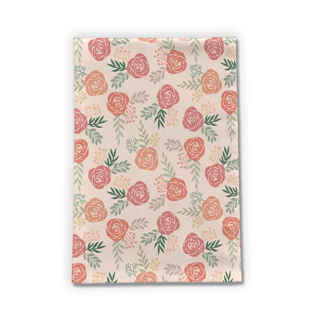 Warm Floral Tea Towel | Cotton Twill | 18" x 30" | Machine Washable | Lauren Ullrich Art
