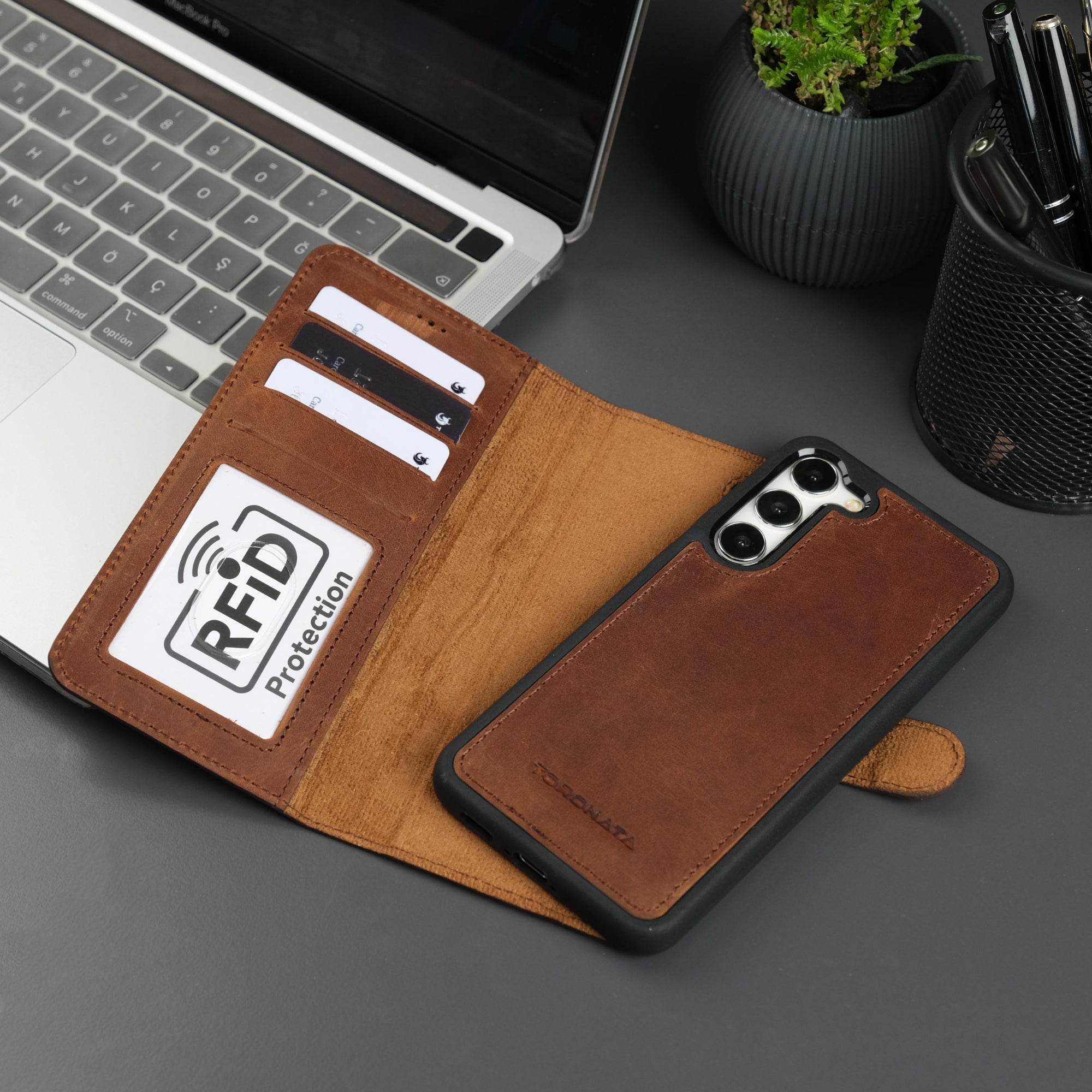 Full-Grain Leather Wallet Case – Samsung Galaxy S25 Plus
