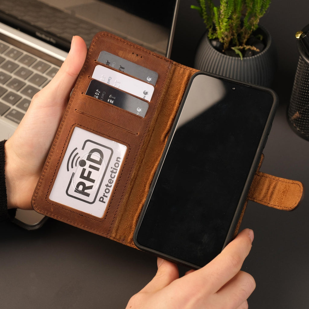 Full-Grain Leather Wallet Case – Samsung Galaxy S25 Plus